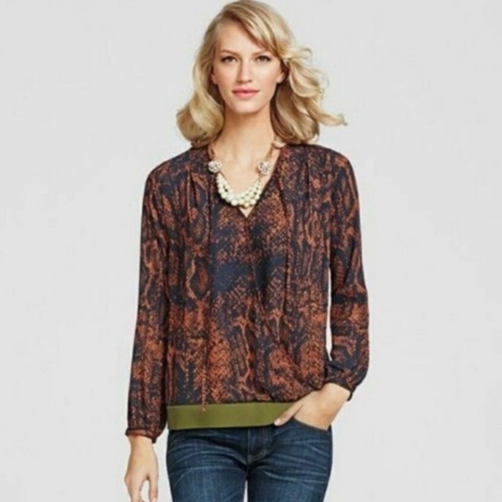 CAbi Orange & Blue Python Patterned Blouse - Picture 12 of 12